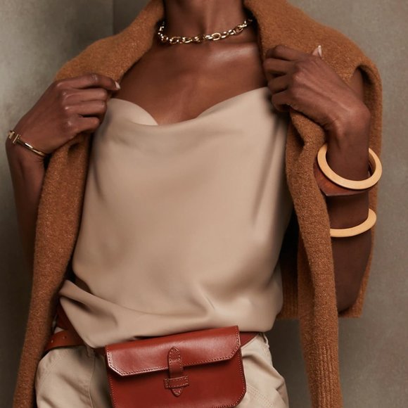 Banana Republic Factory Silky Cowl-Neck Camisole Salmon #742574 Size M EUC - Picture 4 of 12